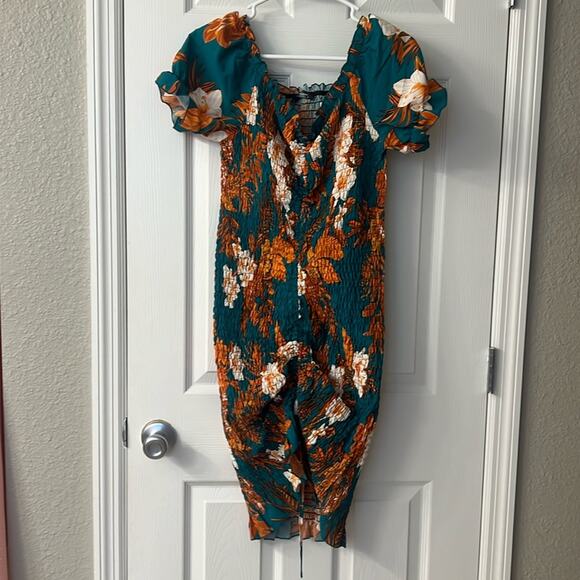 Floral tropical dress bodycon floral spring size Large - Picture 3 of 5